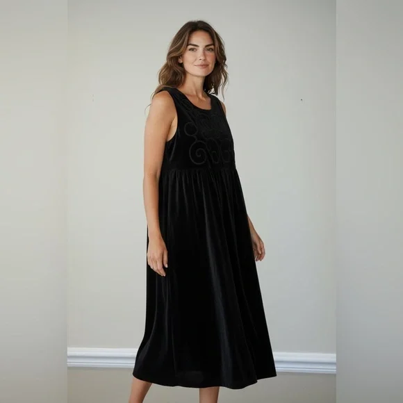 NWT Plaza South vintage Velvet Dress - Black - Picture 1 of 5